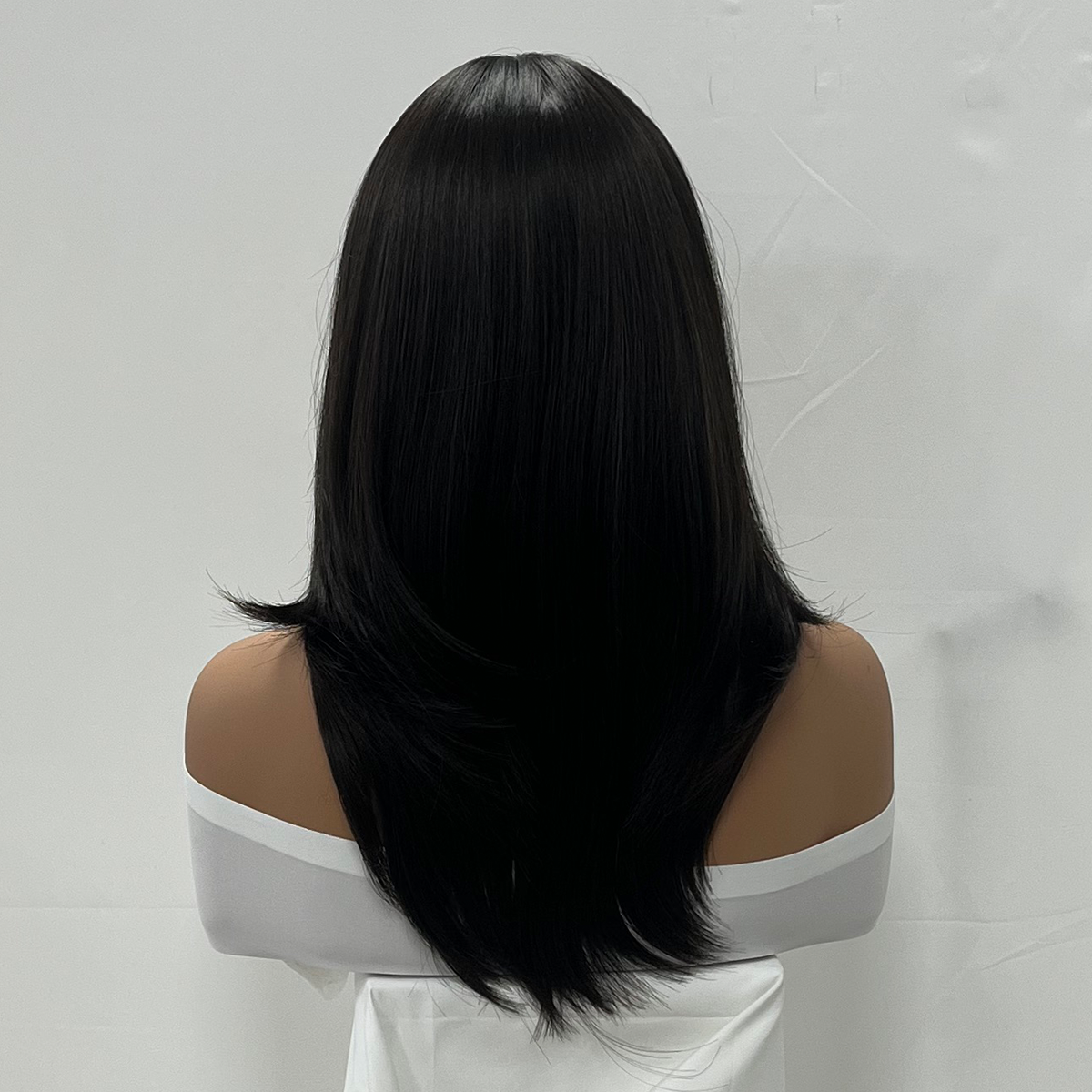 UBeauty Peluca Negra Natural 45CM, Con Corte En Capas,Apto para herramientas de calor