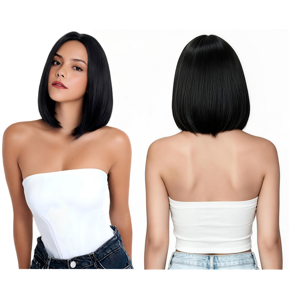 UBEAUTY Peluca Corta Lacia Negra 25 cm Resistente al Calor