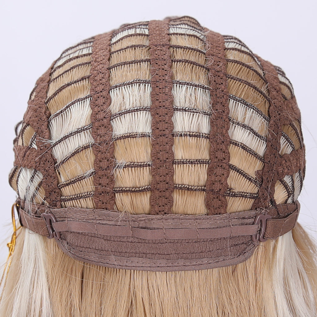 Peluca rubia degradado en capas de 20 pulgadas (50 cm) con flequillo estilo cortina