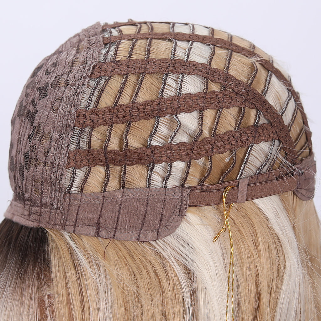 Peluca rubia degradado en capas de 20 pulgadas (50 cm) con flequillo estilo cortina