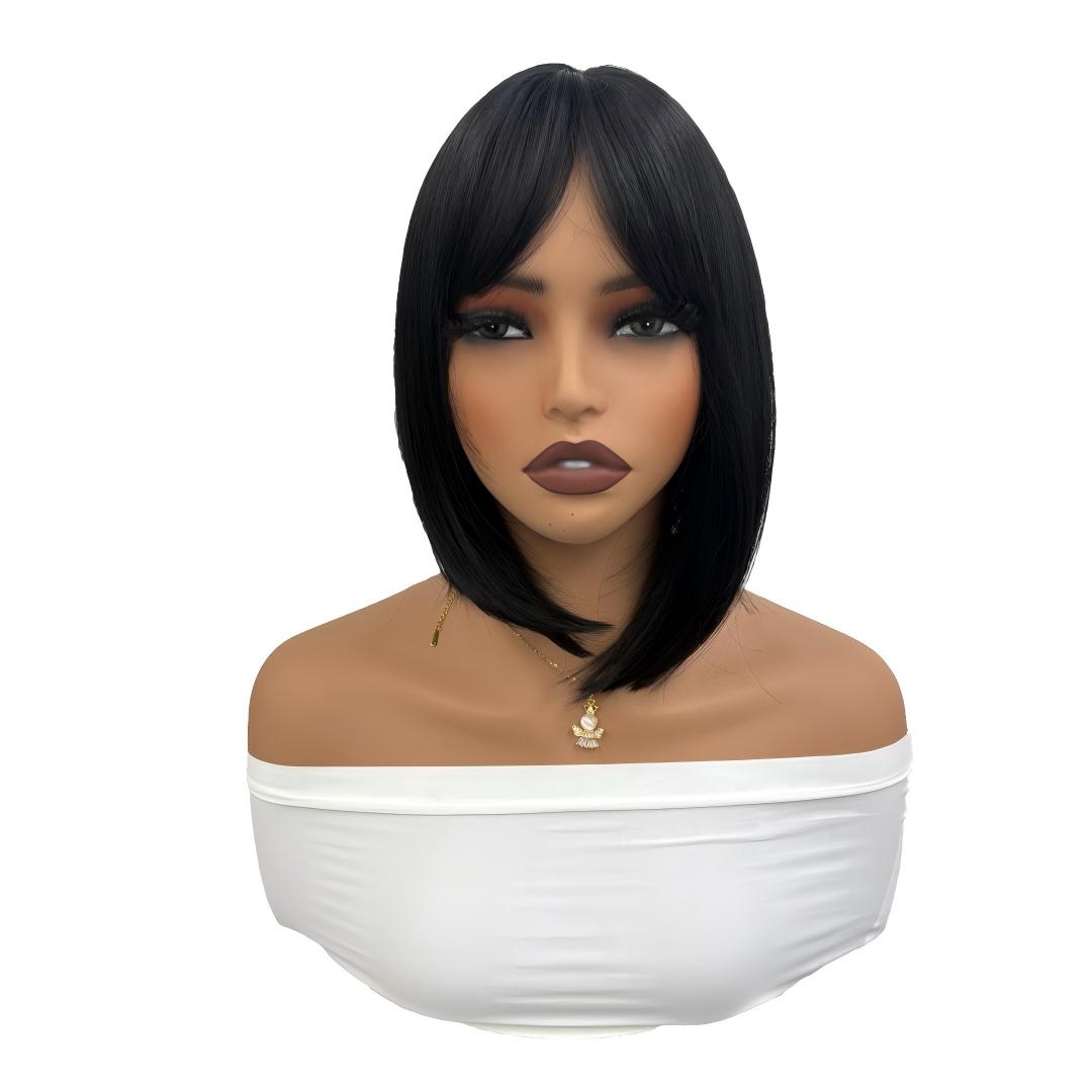 UBEAUTY Peluca Corta Lacia Negra 25 cm Resistente al Calor