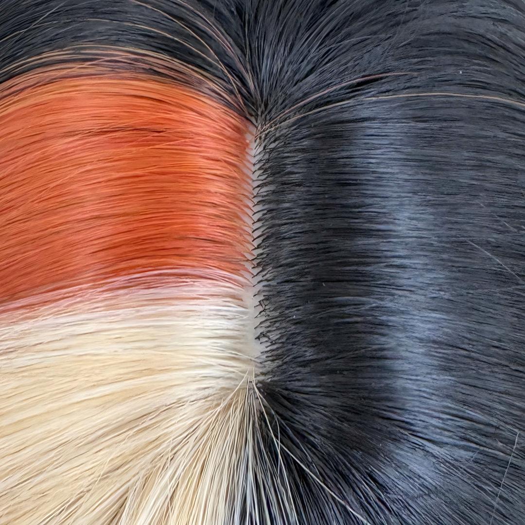 Peluca de Cabello Ondulado Largo de 66 cm con Flequillo, Tono Rubio Platino y Caramelo con Mechas, Fibra Térmica