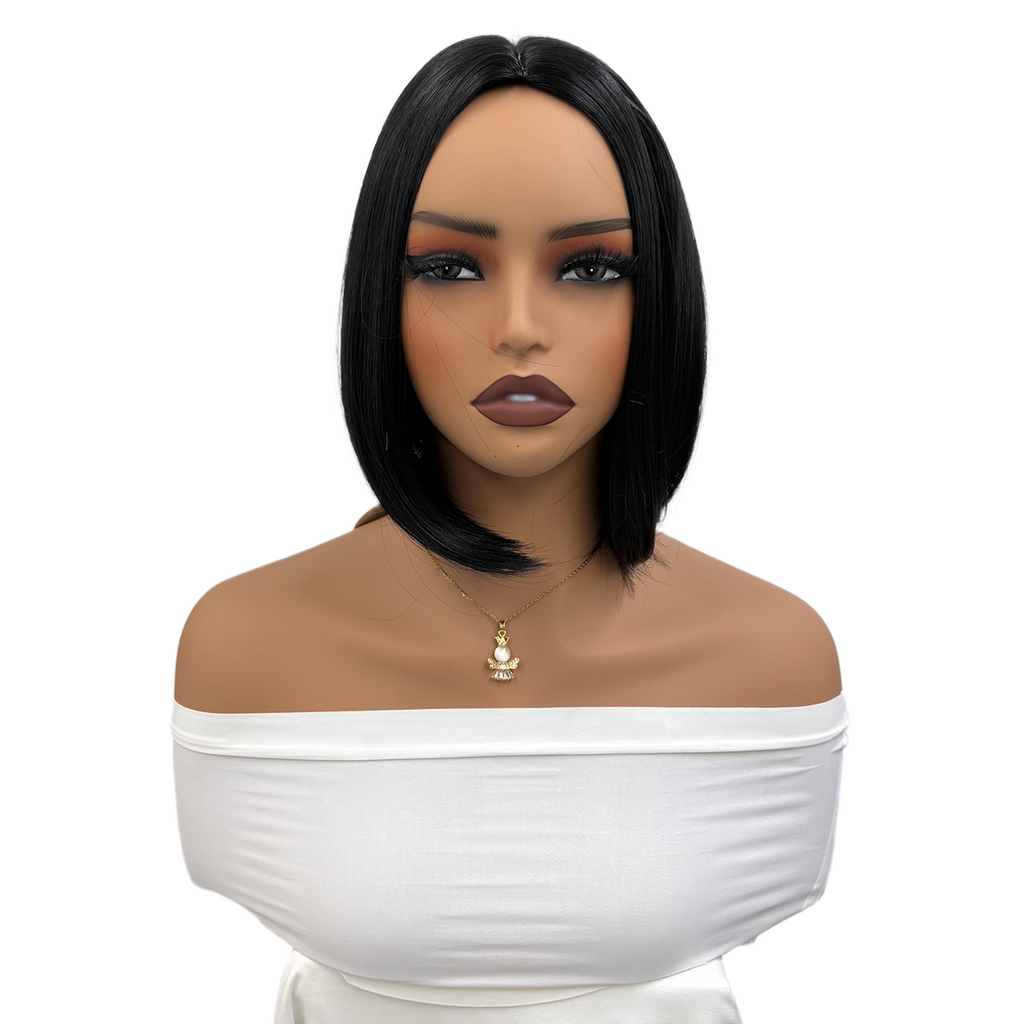 UBEAUTY Peluca Corta Lacia Negra 25 cm Resistente al Calor