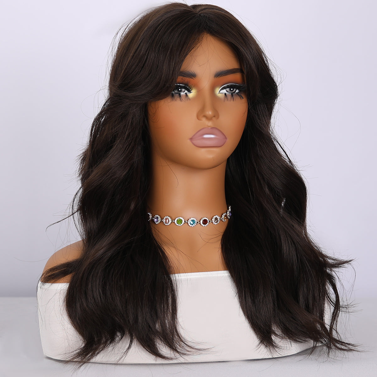 UBeauty Peluca Corta De 48 Cm En Onda De Agua Color Negro, Con Flequillo Y Termorresistente