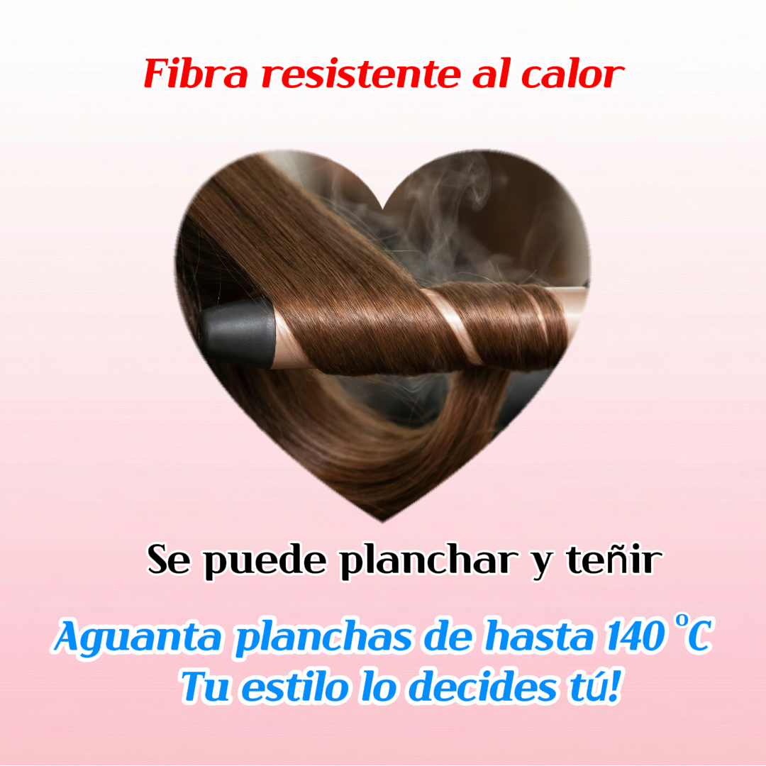UBeauty Peluca Larga De 68 Cm En Onda De Agua Color Negro, Con Flequillo Y Termorresistente