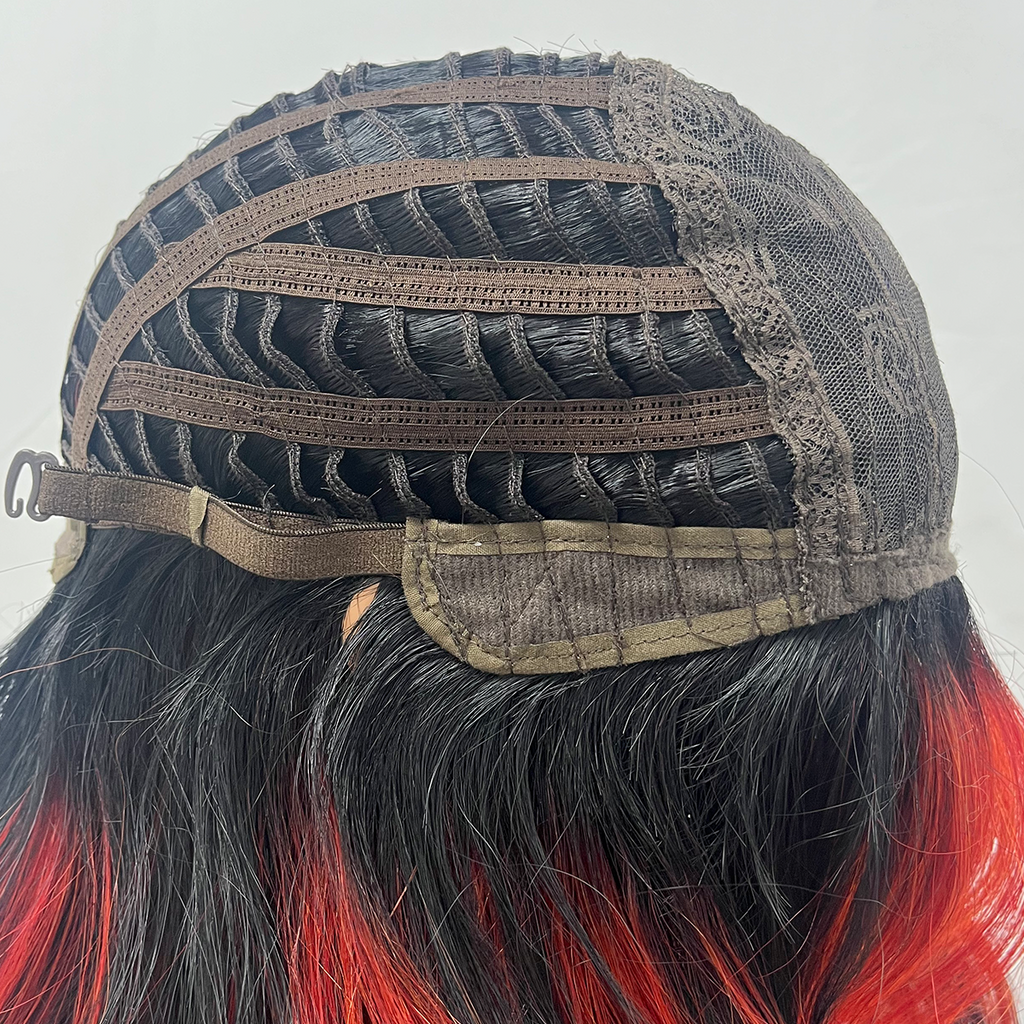 Peluca de 66 centímetro con Mechas Balayage  Fleco en ‘V’ • Ondas Naturales  Para Diario, Fiesta, Viajes Colores Disponibles: Rojo Vibrante, Azul Eléctrico, Morado Mystic