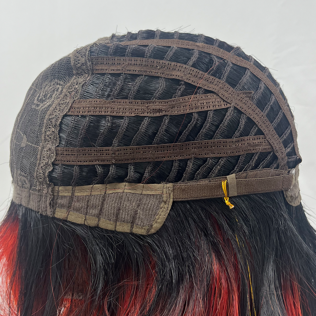 Peluca de 66 centímetro con Mechas Balayage  Fleco en ‘V’ • Ondas Naturales  Para Diario, Fiesta, Viajes Colores Disponibles: Rojo Vibrante, Azul Eléctrico, Morado Mystic