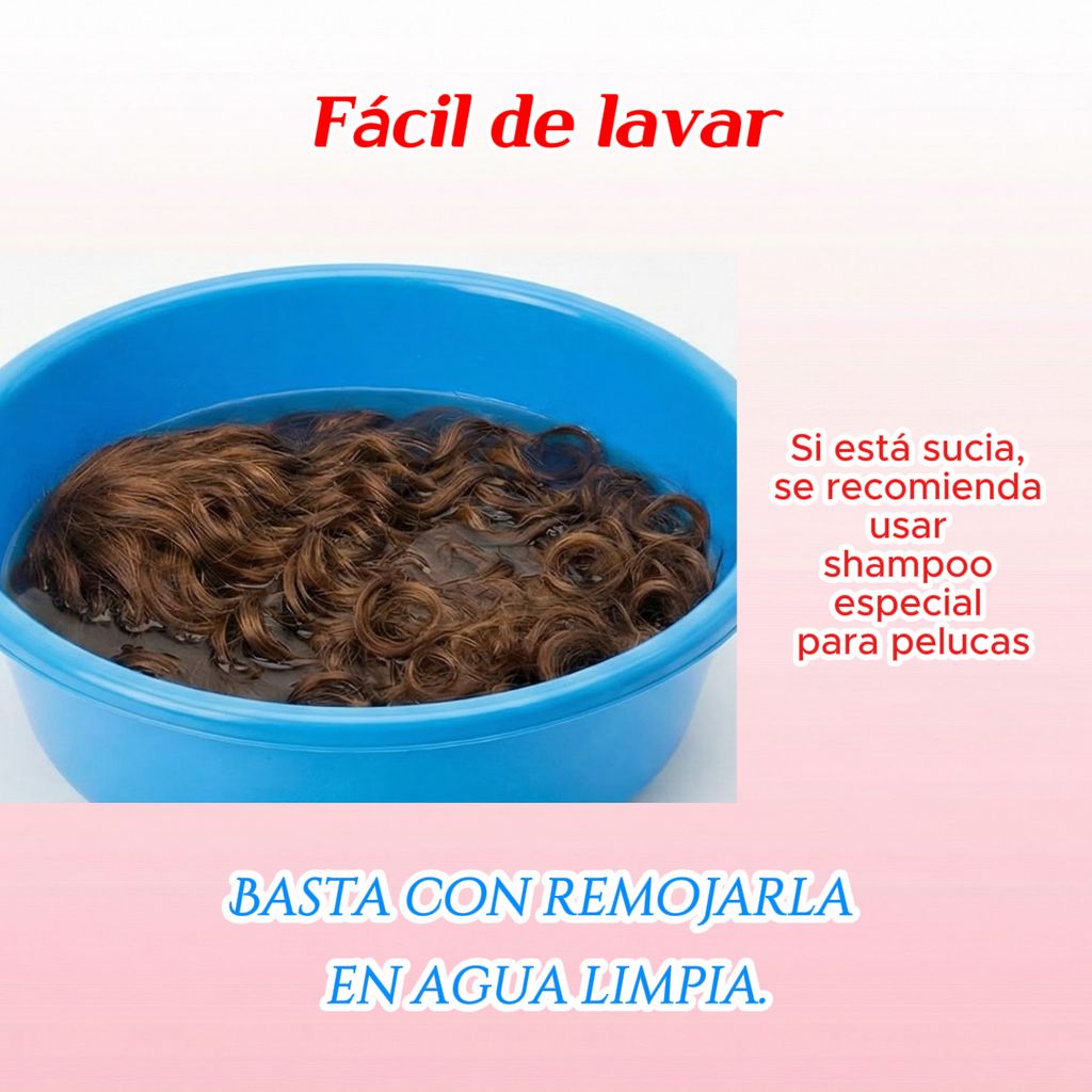 UBeauty Peluca Larga De 68 Cm En Onda De Agua Color Negro, Con Flequillo Y Termorresistente