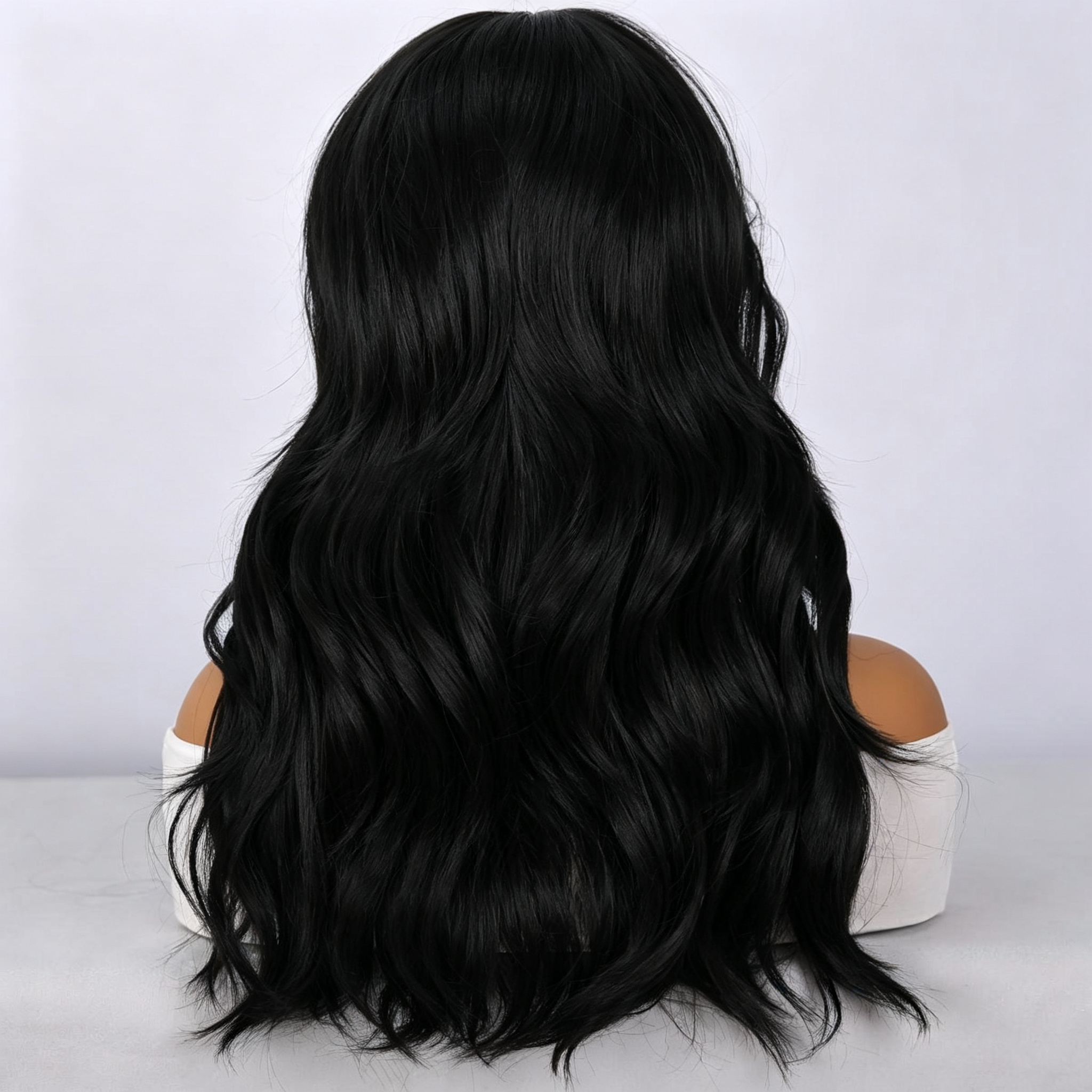 UBeauty Peluca Corta De 48 Cm En Onda De Agua Color Negro, Con Flequillo Y Termorresistente